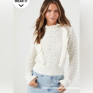 Forever 21 Women’s Ruffle Beaded Sweater NWT size XL